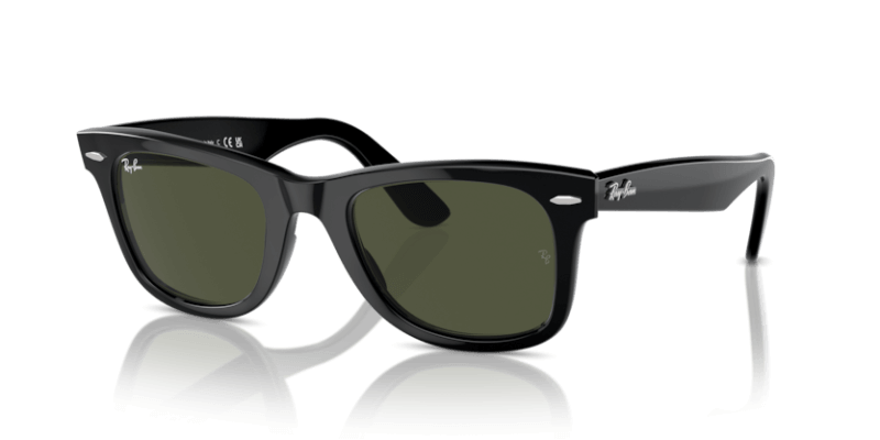 Unisex sunčane naočale RAY BAN WAYFARER RB2140 901: crni okvir, zelena  stakla