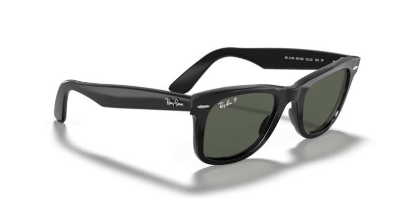 Unisex sunčane naočale RAY BAN WAYFARER RB2140 901: crni okvir, zelena  stakla