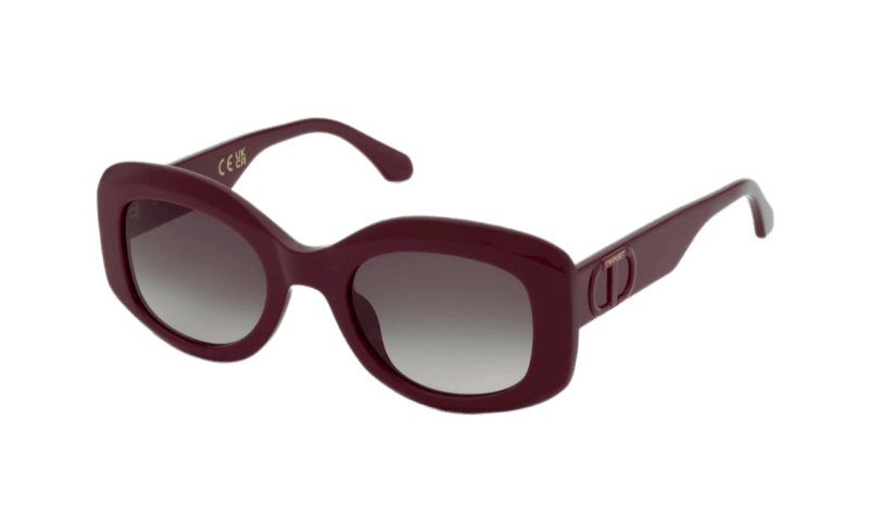 Ženske sunčane naočale TWINSET STW098 08LA: bordo okvir, smeđa gradual  stakla